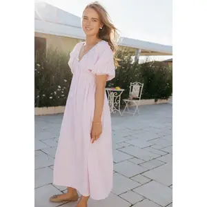 Sullivan Puff Sleeve Maxi Dress - Pink