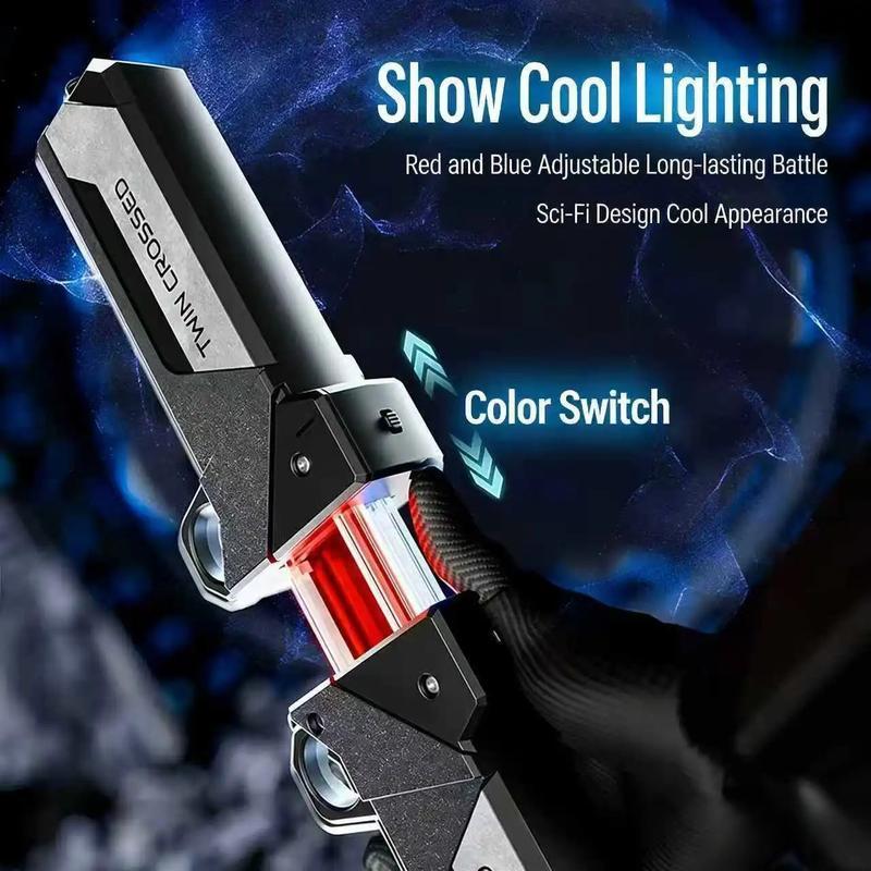 Retractable Double-Blade Light-Up Saber - Unsharpened Plastic Cosplay Prop, Cool Roleplay Toy, Playable Collectible Model, Perfect Christmas Gift