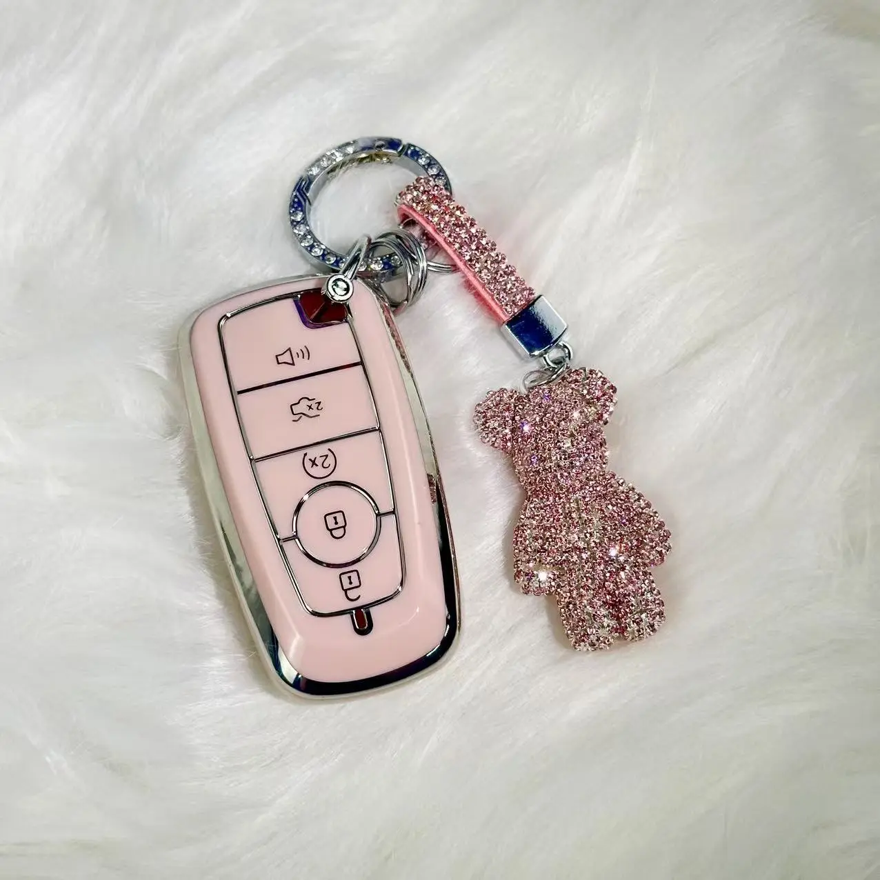 Car Key Accessory - Ford & Lincoln Key Fob Cover with Keychain, Compatible with Explorer, Bronco, Escape, Edge, Expedition, Mustang, F150, Key Covers For Car Keys