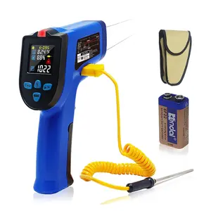 Infrared Thermometer, Temperature Gun Non Contact -58~1022 ° F with K Type Thermocouple Probe Humidity NCV Detector, Color LCD for Cooking Pizza Oven BBQ Freezer Industrial