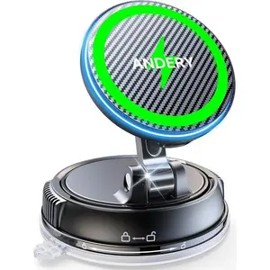 Only for iPhone Magsafe Car Mount Charger [15W Fast Wireless Charge, 78+LBS Strong Suction & 2400gf Magnetic] 360° Adjustable Car Phone Holder, Phone Holders for Your Car Dash Accents Accessory