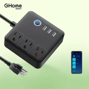 GHome Smart Plug Socket - 3 USB Ports, 3 Individually Controlled Smart Outlets, WiFi Surge Protector with Alexa & Google Assistant, 10A Maximum Load