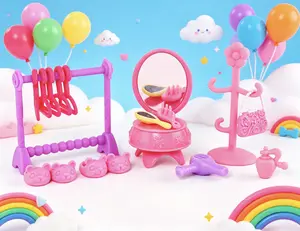 Miniature Accessories Set for Mini Pet Figures – Tiny Shoes, Hangers, Dressing Table & Comb for Little Animal Dolls, Collectible Toy Room Decor