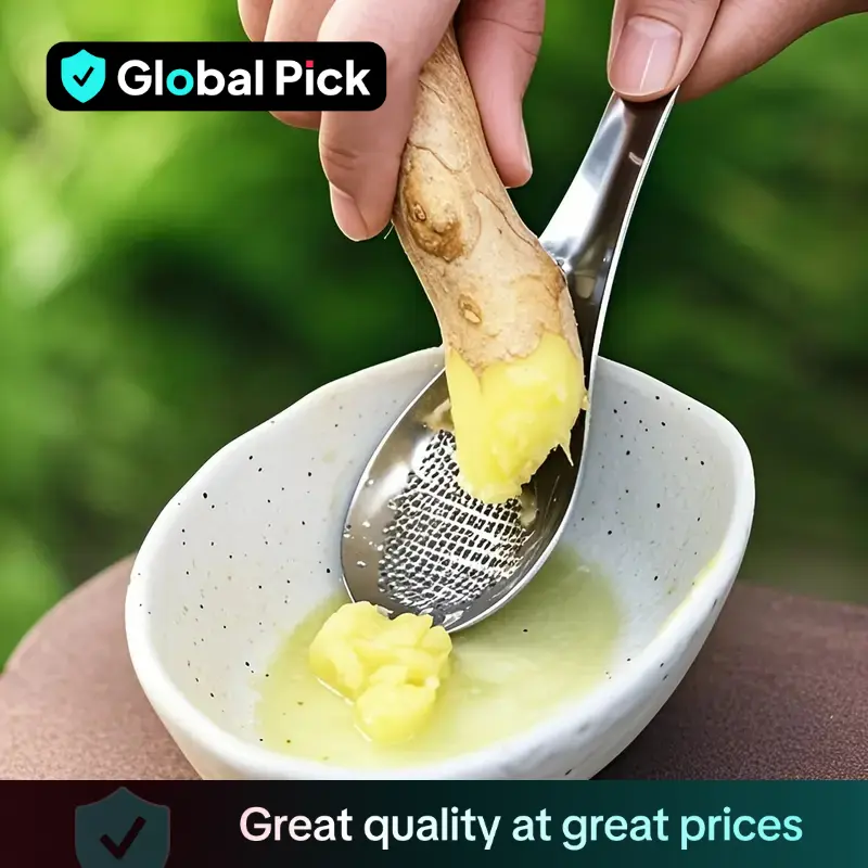 Stainless Steel Ginger Grating Spoon, 1/2pcs Manual Garlic Masher, Kitchen Gadget for Mash Garlic and Ginger, Durable Cookware Accessories