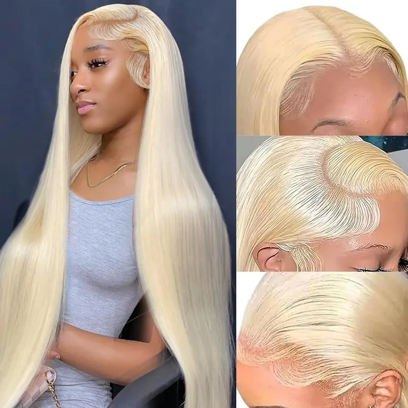 30 Inch 613 Lace Front Wig Human Hair Straight 200 Density HD Lace Pre Plucked Amazon.com : mululi 30 Inch 613 Lace Front Wig Human Hair  main image 2
