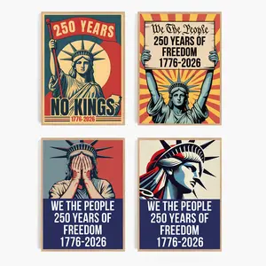 America 250 Years Of Freedom Protest Poster Decor, No Kings in America, No Kings Protest March Resist Fascism