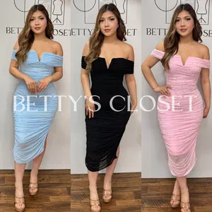 Monica Pearl Off Shoulder Ruched Dress