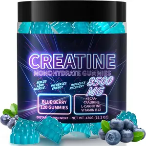Creatine Monohydrate Gummies Complex 8500 MG for Men & Women, Creatine Monohydrate Supplement for Muscle Growth, Strength & Energy Support, Pre Workout Gummies 120 Count Blueberry