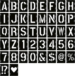 YEAJON 2 Inch Letter Stencils Symbol Numbers Craft Stencils, 42 Pcs Reusable Alphabet Templates Interlocking Stencil Kit for Painting on Wood, Wall, Fabric, Rock, Chalkboard, Sign, DIY Art Projects