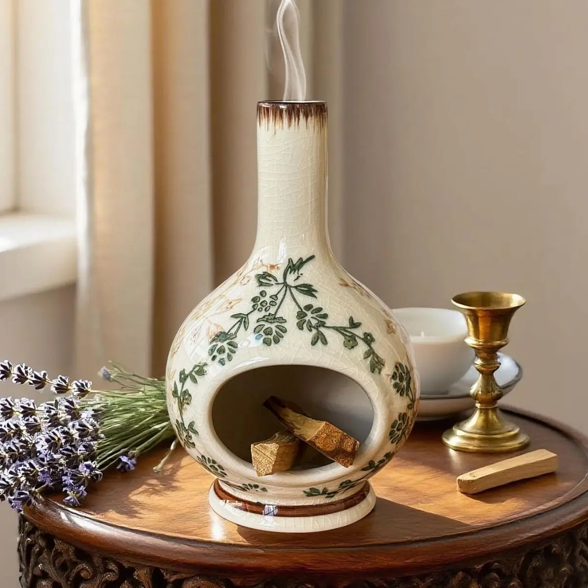 Handmade Ceramic Incense Holder – Stick & Backflow Burner with Ash Catcher for Meditation & Home Decor