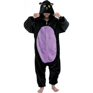 Kids Animal Onesie, Zip Up Flannel Pajamas with Pockets for Boys and Girls, Halloween Costume Cosplay Loungewear