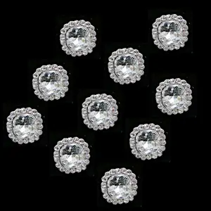 10 count Rhinestone  Buttons Sewing Button with Shank, for DIY Crafts Clothes Bags Embellishment Decoration,