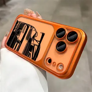 Luxury Car Pattern Phone Case – Premium Matte Electroplated PC Cover with Camera Lens Protection for iPhone 17 Pro Max / 17 / 17 Plus / 17 Air / 16 / 16 Pro Max / 16 Plus / 16 Pro / 15 / 15 Pro / 15 Plus / 15 Pro Max / 14 / 13 / 12 Series – Stylish Protec