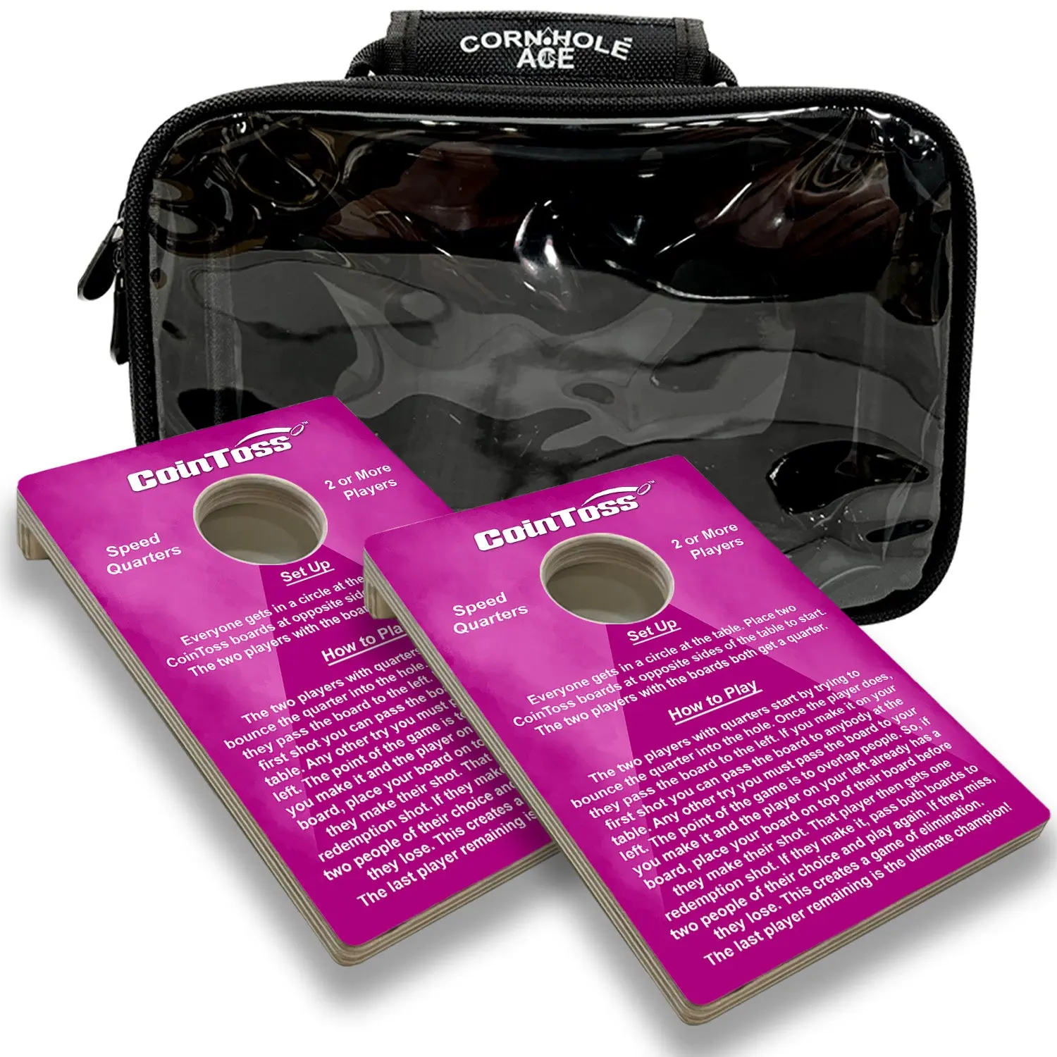 2 CoinToss Boards and Carry Case Set | Speed Quarters - Pink