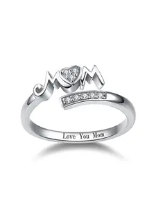 Fashion Heart & Love Letter Design Rhinestone Decor Ring, Fashion Jewelry for Party, Daily Clothing Decor, Trendy All-match & Exquisite Jewelry for Birthday Gift, Engraved Ring, Heart Letter Rings