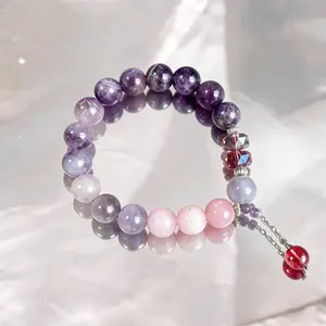 Crystal Beaded Bracelet for Women, Handmade Natural Amethyst & Rose Quartz Spiritual Healing Stones, Adjustable Jewelry for Love & Calm Energy, Beaded Jewelry Style, Crystal Healing Stones