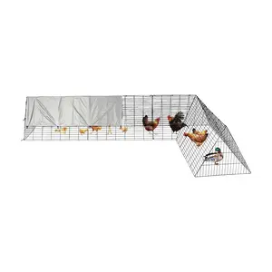 Chicken Runs for Yard with Cover, Chicken Tunnels for Yard, Portable Chicken Coop with Corner Frames, Small Metal Chicken Cage for Ducks, Rabbits