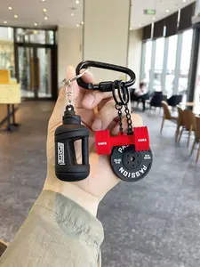 Fitness-Themed Keychain Set: Dumbbell, Barbell Plates, Geometric, And Sports Water Bottle Pendant With A Carabiner Keychain Gym Bag Backpack Charms Dumbbell Keyring Accessories For Fitness Enthusiasts