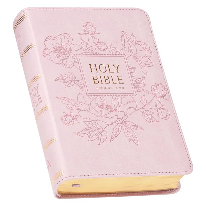 KJV Holy Bible, Compact Large Print Faux Leather Red Letter Edition - Ribbon Marker, King James Version, Pink -- Christian Art Gifts - Bible