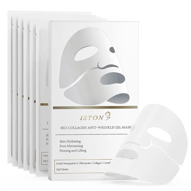 ISTON 6-Piece Firming Hyaluron Face Masks - 20g*6 Gel-to-Water Bio-Collagen Overnight Cloud-Like Jelly Masks, Hyaluronic Acid, Ultra-Moisturizing, Skin Repair, Sensitive & All Skin Types, Night Routine Use