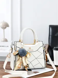 Large capacity fashionable and stylish delicate women's handbag, classic plain color handbag.