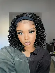 Belle Show Headband Wig Deep Wave 12 Inch, Synthetic Wig for Women, Synthetic Curly Wigs, Daily Use, Perfect for Everyday Styling