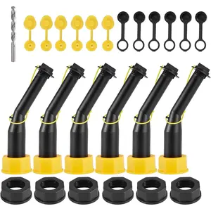 Gas Can Spout Nozzle Set Replacement Universal Kit Leakproof Angle Filter Screen Gasket Vent Cap Drill Bit for Old Gas Can 6 Pack