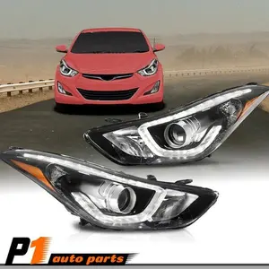 Fits 14-16 Hyundai Elantra Left + Right Pair DRL Projector W/O Bulb Headlights