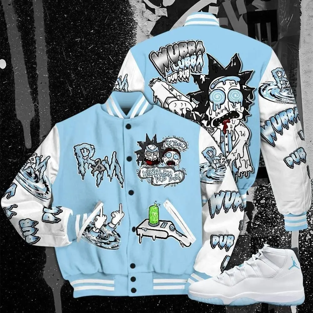Dunkare Legend Blue 11s Varisty Jacket- Wubba Rick Drip All Over Print