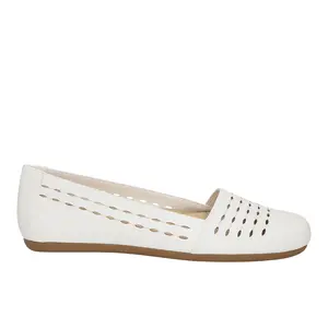 Easy Street Womens Isha Cut Out Slip On Flats Casual - White
