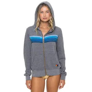 5 STRIPE HOODIE - HEATHER GREY // BLUE