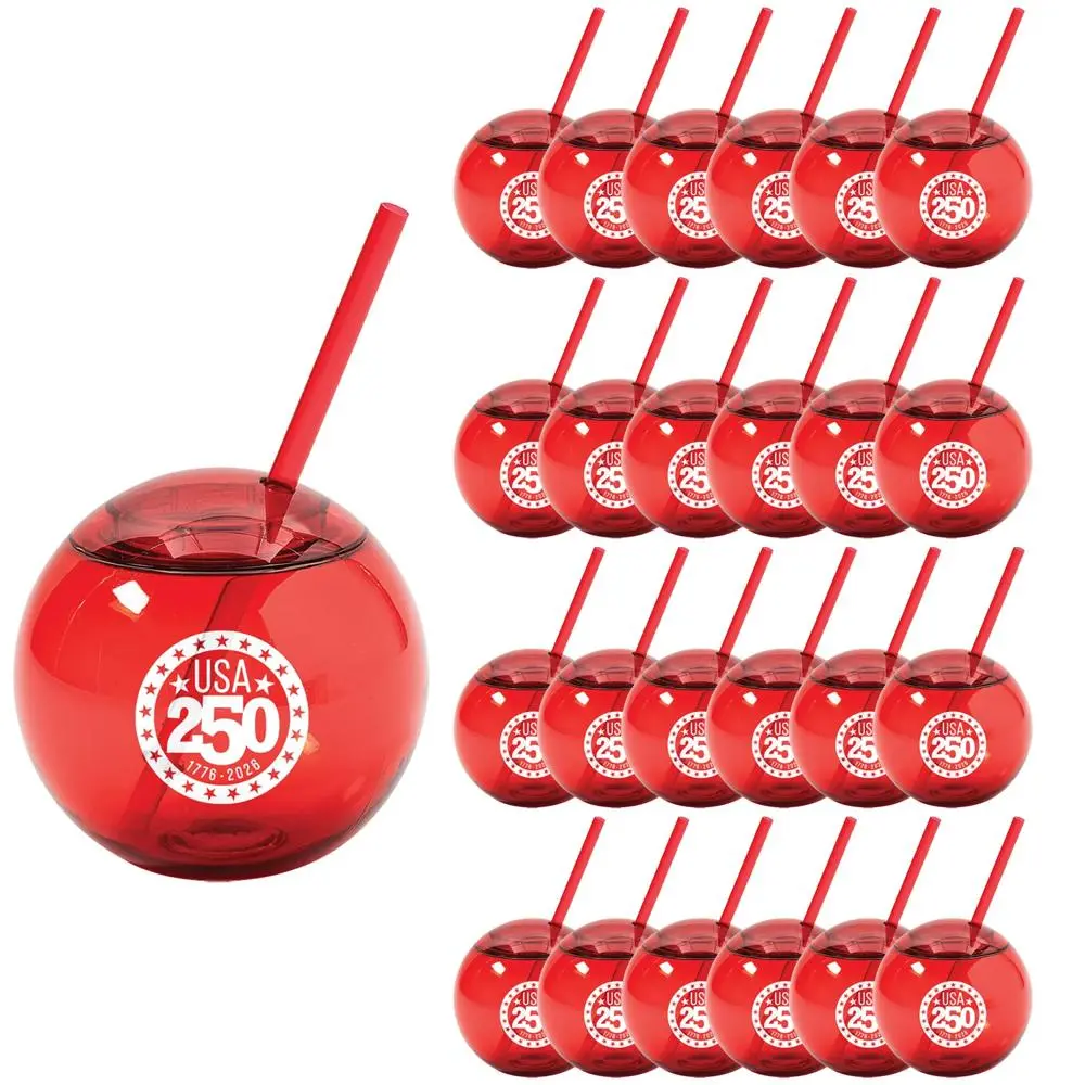 Red USA 250 Patriotic Reusable Plastic Cups with Straws - 15 oz., 25 Counts Red USA 250 Patriotic Reusable Plastic Cups with Straws - 15 oz., 25 Counts