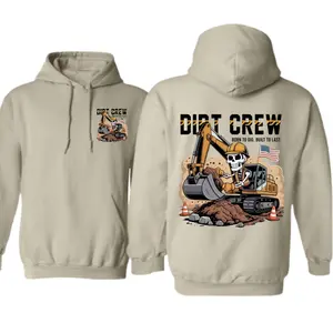 Dirt Crew Hoodie – Excavator Operator Skeleton Design – Born to Dig Built to Last – Funny Construction Workwear – Heavy Equipment Lovers Gift