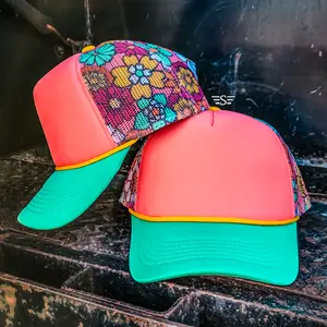 Magna Pony Floral Mesh Back Cap | cap, hat, trucker hat, western, punchy, ranchy, cowboy, cowgirl, flowers, turquoise, boujee, trucker, hat bar, floral, pony tail
