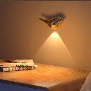 Modern Minimalist Animal Bird Smart Sensing Lamp, LED Rechargeable Dimmable Night Light with Three Color Temperature Soft Lighting for Eye Protection, Suitable for Corridor, Hallway, Bedside Lighting in Bedrooms, Entryways, Wall Decoration