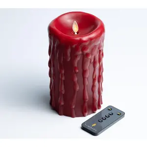 Luminara 7" Heavy Wax Drip Flameless Candle wit h Remote