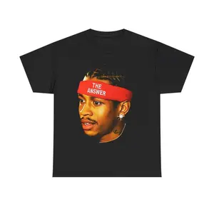 Allen Iverson Retro Vintage T-Shirt - 90s Styled Graphic, Basketball Legend Theme, Cotton Material, Casual Comfy Oversized Fit, Streetwear, Great for Fans