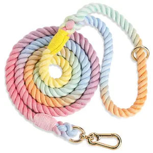 5 FT Dog Leash Handmade Braided Rope Dog Leash for Small Medium and Large Dogs, Colorful Macaron