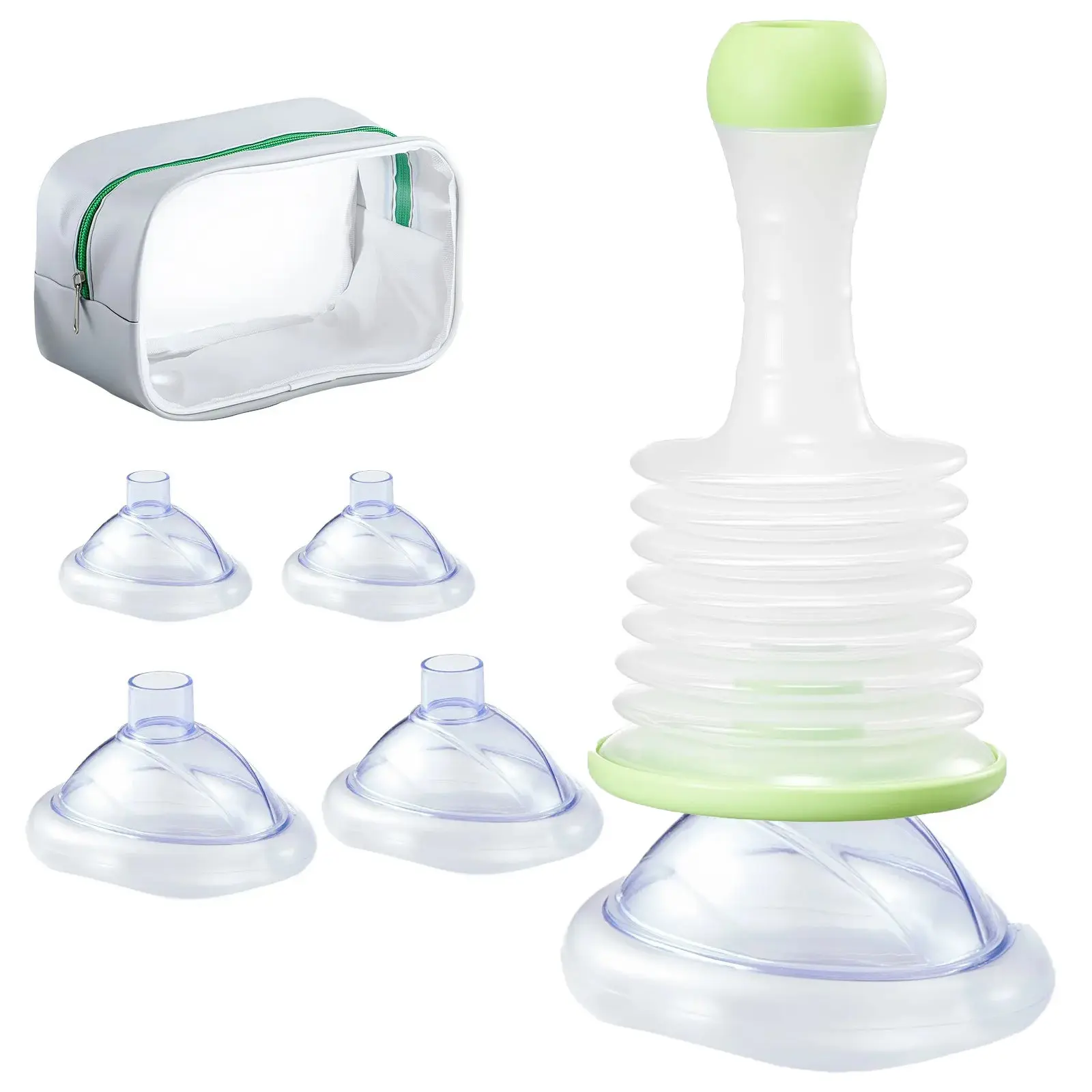 VEVOR Choking Rescue Device, Portable Airway Clear Anti Choking Suction Device with 4 Multi-size Masks and 1 Storage Bag, First Aid Kit for Removing Blocked Objects, for Home, School, Travel
