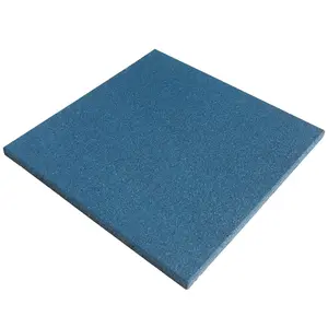 Rubber-Cal "Eco-Sport" Interlocking Flooring Tiles - 1in x 20in x 20in - Rubber Tile - Blue