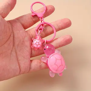 1pc Cute Turtle Keychain Kawaii for Women - Cartoon Animal Design, Vibrant Colors, Durable Plastic Shell with Metal Ring Clasp, Decorative Key Ring Accessory for Everyday Carry, Turtle Jewelry, Lightweight Charm