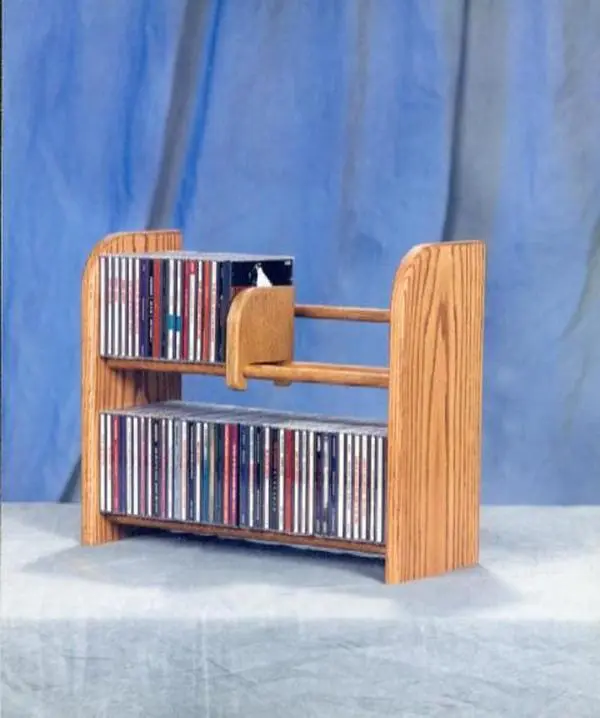 Solid Oak 2 Row Dowel CD Rack