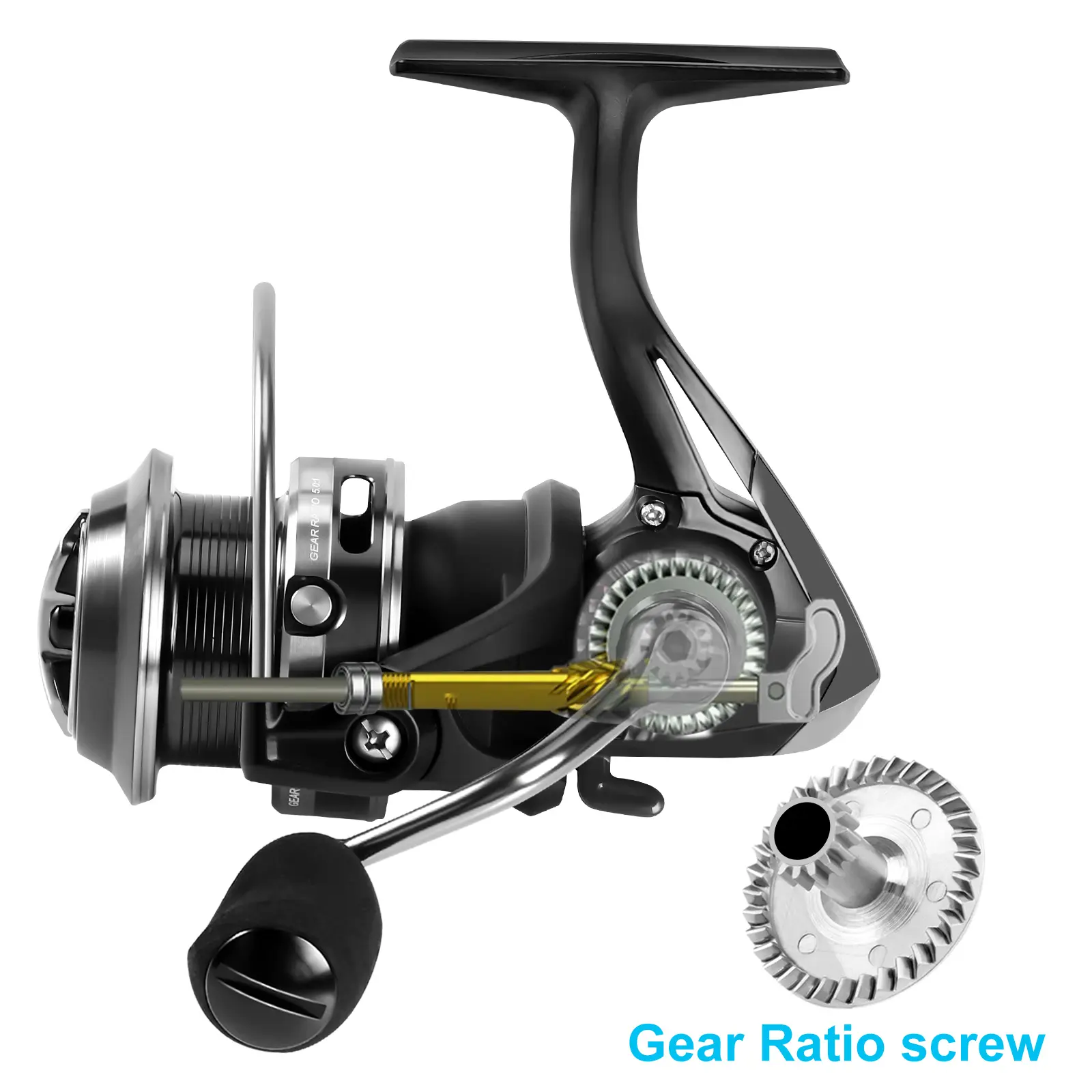 Ashconfish Ultra Lightweight Spinning Reel - High-Speed Gear Ratio, Interchangeable Shallow & Deep Spools, Precision Brass Gears, Ambidextrous Adjustable Screw-In Reversible Handle for Fresh/Salt Water Fishing