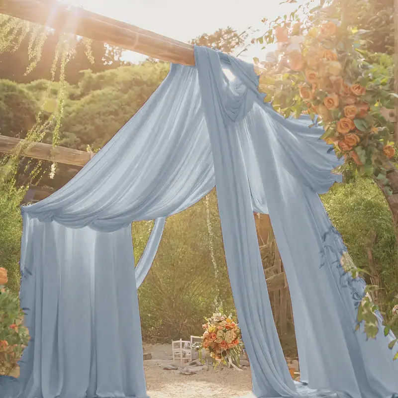 32 ft x 57" Chiffon Event Ceiling Drapery Backdrop Panel - Dusty Blue (1pc)