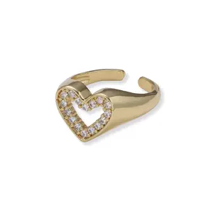Chunky Gold Heart Cubic Zirconia 24k Ring