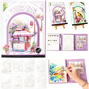 Creative Stress Relief Kit: 2026 Watercolor Workbook & DIY 3-Fold Painting Pad for Beginners, All-in-One Travel Art Set (A Set)