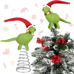 Christmas Felt Dinosaur Tree Topper Decoration Cute Christmas Tree Dinosaur Ornaments Decor for Home Indoor Winter Holiday Table Centerpiece Wreath Attachment Gifts