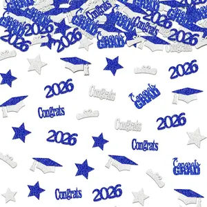 200Pcs Graduation Confetti 2026 Blue and Sliver 2026 Graduation Decorations 2026 Graduation Table Decorations Graduation Decorations 2026 Royal Blue Graduation Decorations for Table