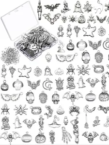 Halloween Jewelry Making Kit, Fashionable Charms, 80 Pendants & 160 Jump Rings, DIY Necklaces Bracelets Accessories, Perfect Halloween Gifts