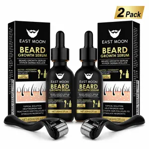 Beard Care Kit-Serum&Derma Roller Combo, Nourishes Patchy Areas, Enhances Beard Density Appearance, Lightweight & Portable, Suitable for Home and Travel Cosmetics Set east moon beard growth care product daily massage thicker special thicken hair